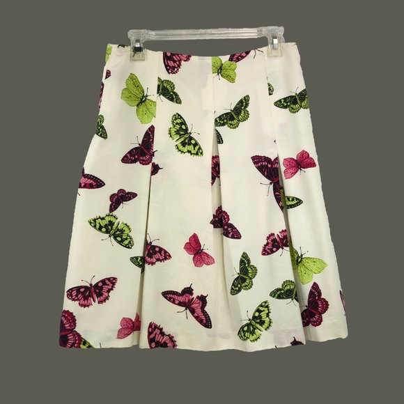 Talbots Dresses & Skirts - TALBOTS Ivory skirt w/ pink and green butterflies -  SZ 6 petite